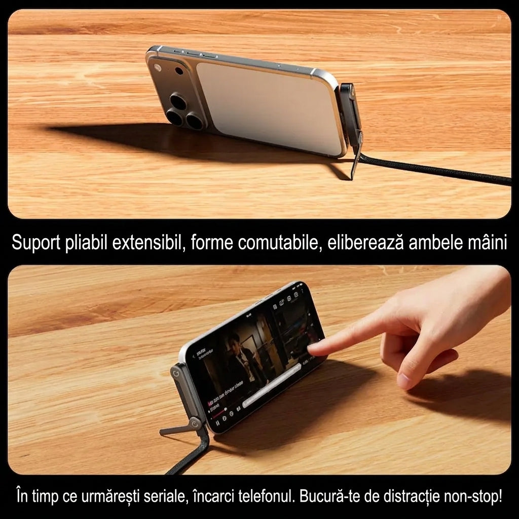 Cablul Magic 2-în-1: Încărcare ultra-rapidă și suport de telefon, totul într-unul singur