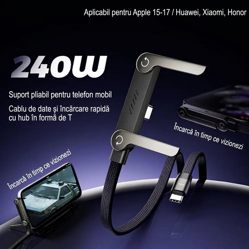 Cablul Magic 2-în-1: Încărcare ultra-rapidă și suport de telefon, totul într-unul singur
